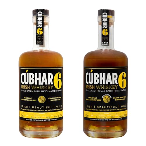 Cúbhar Irish Whiskey White Wine Single Cask 2 x 700ml I Triple Distilled Single Malt Whiskey I Irischer Whiskey 6 Jahre in Chablis-Fass aus Weißwein gereift I 60,3% + 46% von CÚBHAR