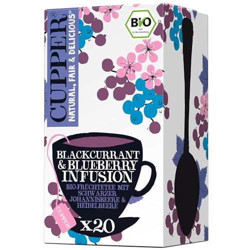 CUPPER Bio Früchtetee "Blackcurrant & Blueberry Infusion", 20 ungebleichte Teebeutel, umweltfreundlich, fair gehandelt von CUPPER