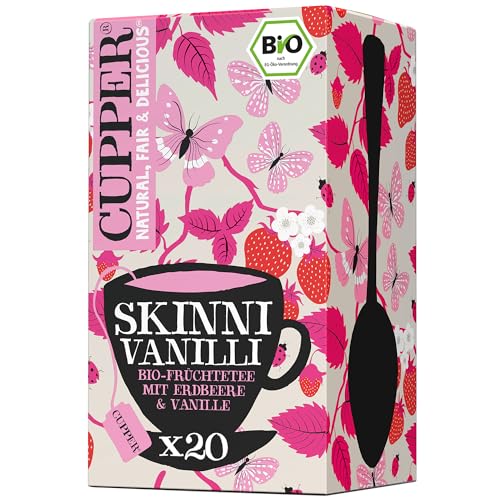 Cupper Bio Früchtetee "Skinni Vanilli", Erdbeer Tee, 20 ungebleichte Teebeutel, umweltfreundlich, fair gehandelt von CUPPER