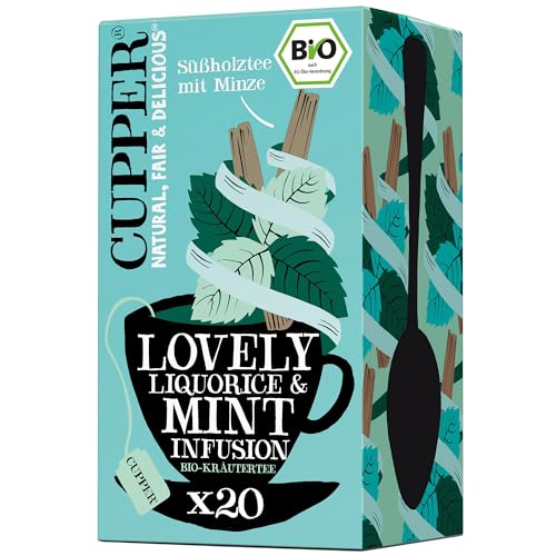 Cupper Bio Kräutertee "Lovely Liquorice & Mint", Pfefferminztee, 20 ungebleichte Teebeutel, umweltfreundlich, fair gehandelt von CUPPER
