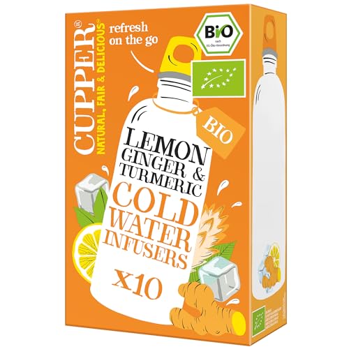 Cupper Bio Cold Water Infusers Lemon, Ginger & Turmeric, 10 ungebleichte Teebeutel, umweltfreundlich, fair gehandelt (Cold Brew Tea, Kalter Tee) von CUPPER