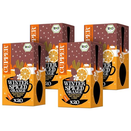 Cupper Bio Gewürztee "Winter Spiced Orange", Kräutertee, Chai, Zimt, Hibiskus, 80 ungebleichte Teebeutel, umweltfreundlich, fair gehandelt, 4er Pack von CUPPER