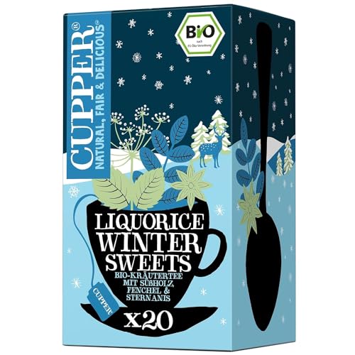 Cupper Bio-Kräutertee "Liquorice Winter Sweets", 20 ungebleichte Teebeutel, umweltfreundlich, fair gehandelt von CUPPER