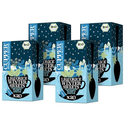 Cupper Bio-Kräutertee "Liquorice Winter Sweets", 4er Pack, 80 ungebleichte Teebeutel, umweltfreundlich, fair gehandelt von CUPPER