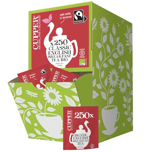 Cupper Bio Schwarztee | Schwarzer Tee | English Breakfast Tea | 250 ungebleichte Teebeutel | Big Pack | Perfekt fürs Büro | umweltfreundlich | fair gehandelt von CUPPER