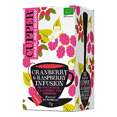 Cupper Früchte-Tee cranberry & raspberry infusion, Cranberry & Himbere, aromatisiert (20x2,5g), 8er Pack von CUPPER