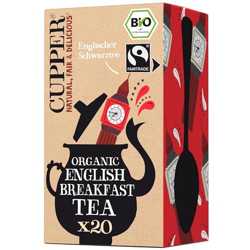 Cupper Bio CUPPER Bio Fairtrade English Breakfast Tea, 20 ungebleichte Teebeutel, umweltfreundlich, fair gehandeltBreakfast Schwarztee, 20 Stück, 50 g von CUPPER