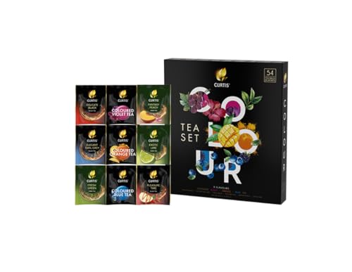 Geschenkverpackung CURTIS-Sortiment „Colored Tea Set“ umfasst 54 Packungen mit 9 Farben und mehrfarbigen Tees Geschenkverpackung CURTIS-Sortiment „Colored Tea Set“ umfasst 54 Packungen mit 9 Farben und mehrfarbigen Tees von Curtis