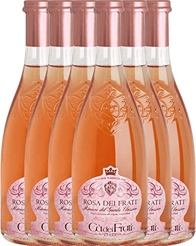 VINELLO 6er Weinpaket Rosé - Rosa dei Frati DOC 2021 - Cà dei Frati mit einem VINELLO.weinausgießer | 6 x 0,75 Liter von Cà dei Frati