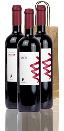 Rotwein trocken Merlot aus Griechenland | griechischer Wein mit Geschenk Tasche 3x 750ml von Cabernet Sauvignon
