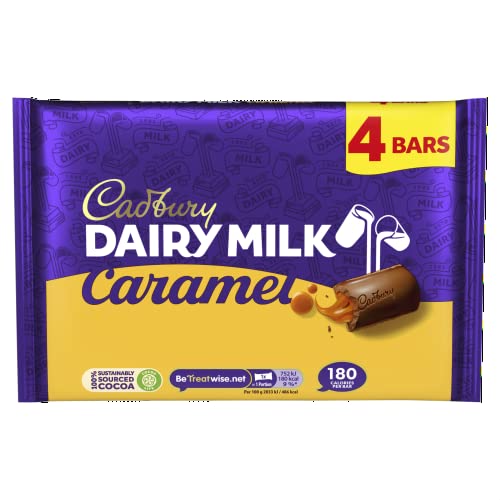 Cadbury Caramel Riegel - Snacks für unterwegs - Leckere Englische Schokolade, 4er Pack (4 x 37 g) 47687 von Cadbury