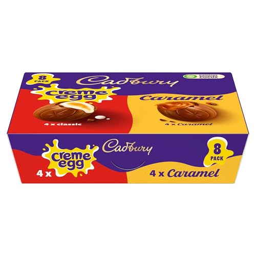 Cadbury Crème Egg & Caramel Milchschokoladenei, perfekt für die Ostereiersuche, 320 g (8 Stück) von Cadbury