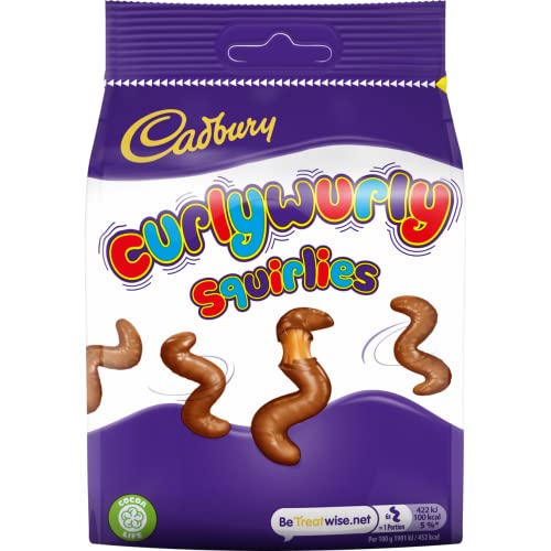 Cadbury Curly Wurly Squirlies Süßigkeitenbeutel, 100 g von Cadbury