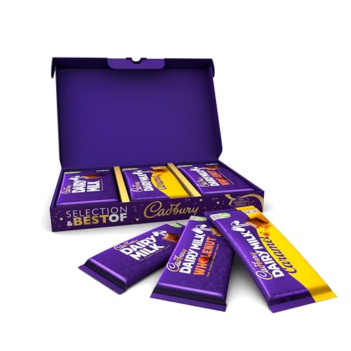 Cadbury Finest Selection Geschenkbox – 6 Tafeln Schokolade à 180g in den beliebten Sorten Vollmilch, Karamell und Ganze Nuss – limitierte Geschenk-Box (1,08 kg) von Cadbury