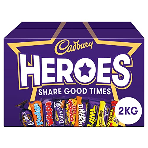 Cadbury Heroes Chocolate Bulk Share Box, verschiedene Milchschokoladenriegel in Minigröße, 2 kg von Cadbury