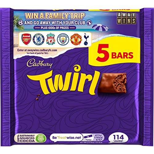 Cadbury Twirl - Sparpack - 5 x 21,5g 107,5g Vollmilchschokolade Cadbury Twirl - Sparpack - 5 x 21,5g 107,5g Vollmilchschokolade von Cadbury
