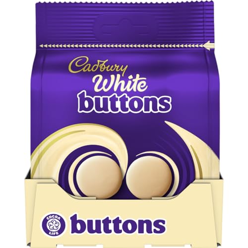 Cadbury White Buttons Schokoladentüte, cremige Textur, 85g (Packung mit 10 Beuteln) von Cadbury