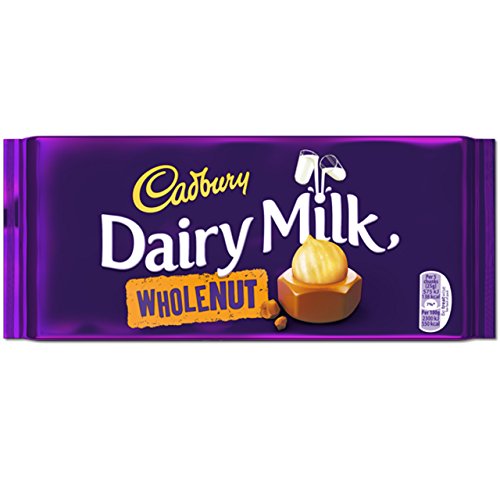 Cadbury Whole Nut Schokolade 2 x 200 g – köstlich cremige Milchschokolade mit ganzen Haselnuss Stücken – leckere Süßigkeit mit vollmundigem Geschmack – Ganze Nüsse von Cadbury