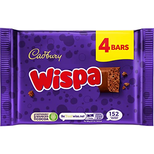 Cadbury Wispa Schokoriegel, glatte & cremige belüftete Milchschokolade, 4 x 27,9 g (1er Pack) Cadbury Wispa Schokoriegel, glatte & cremige belüftete Milchschokolade, 4 x 27,9 g (1er Pack) von Cadbury
