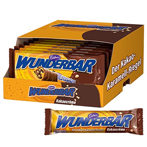 WUNDERBAR Kakao 12 x 185g, Einzeln verpackte Kakao-Karamell-Riegel mit knusprigen Keksstückchen von Cadbury