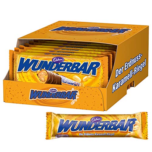 WUNDERBAR Peanut 12 x 185g, Einzeln verpackte Erdnuss-Karamell-Riegel mit knackigen Erdnussstückchen von Cadbury