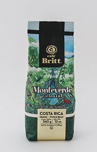 Café Britt® - Costa Rican Monteverde (340 G.) (1-Pack) Whole Bean Arabica Coffee, Kosher, Gluten Free, Gourmet & Medium Dark Roast von Cafe Britt