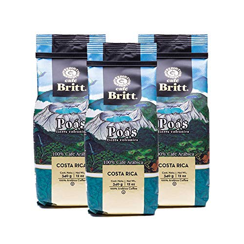 Café Britt® - Costa Rican Poas Tierra Volcanica Coffee (12 oz.) (3-Pack) - Ground, Arabica Coffee, Kosher, Gluten Free, 100% Gourmet & Medium Light Roast von Cafe Britt