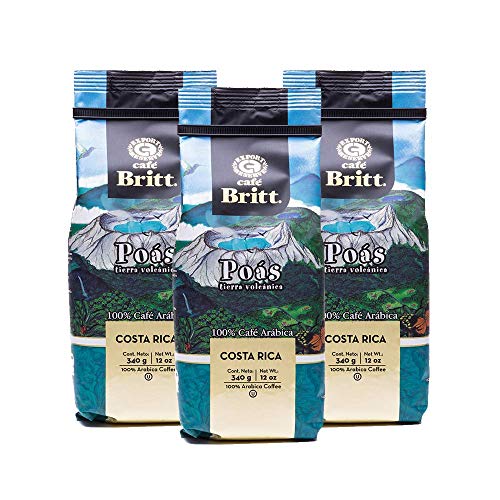 Café Britt® - Costa Rican Poas Tierra Volcanica Coffee (12 oz.) (3-Pack) - Ground, Arabica Coffee, Kosher, Gluten Free, 100% Gourmet & Medium Light Roast von Cafe Britt