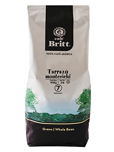 Café Britt® - Costa Rican Tarrazu Montecielo (2 Lbs) (1-Pack) - Whole Bean, Arabica Coffee, Kosher, Gluten Free, 100% Gourmet & Medium Dark Roast von Cafe Britt