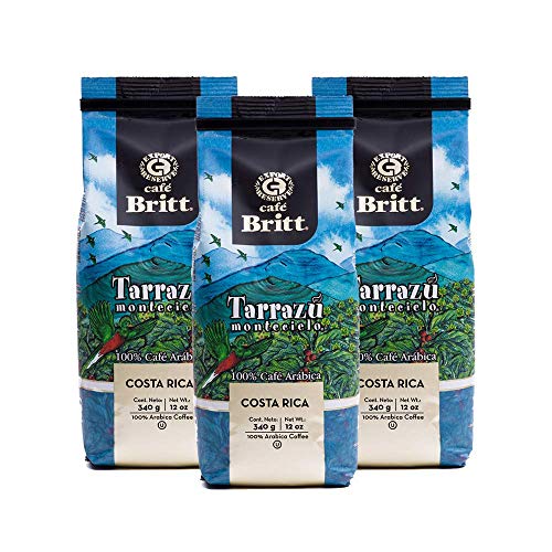 Café Britt® - Costa Rican Tarrazu Montecielo Coffee (12 oz.) (3-Pack) - Whole Bean, Arabica Coffee, Kosher, Gluten Free, 100% Gourmet & Medium Dark Roast von Cafe Britt