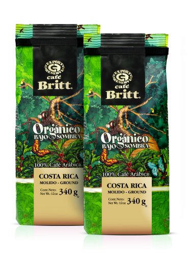 Cafe Britt Costa Rica Organic Shade Grown Arabica gemahlen Kaffee, 2 Packungen (340 g jede Packung) von Cafe Britt