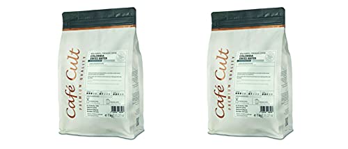 2 X NEU Café Cult Kaffee Colombia Swiss Water Process in 1 kg Tüte, ganze Bohne entkoffeiniert = 2 kg von Café Cult