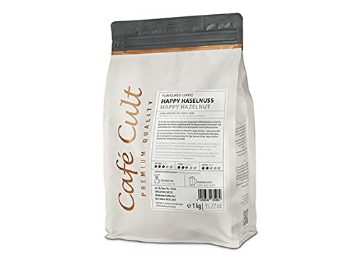 Café Cult Kaffee "Happy Haselnuss" in 1 kg Tüte, ganze Bohne, aromatisiert von Café Cult