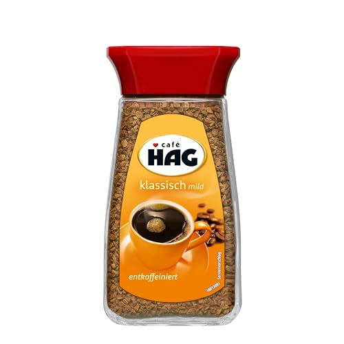 Café HAG Klassisch Mild löslicher entkoffeinierter Bohnenkaffee, Instant Kaffee, 100 g im Glas, für 56 Getränke Café HAG Klassisch Mild löslicher entkoffeinierter Bohnenkaffee, Instant Kaffee, 100 g im Glas, für 56 Getränke von cafe HAG