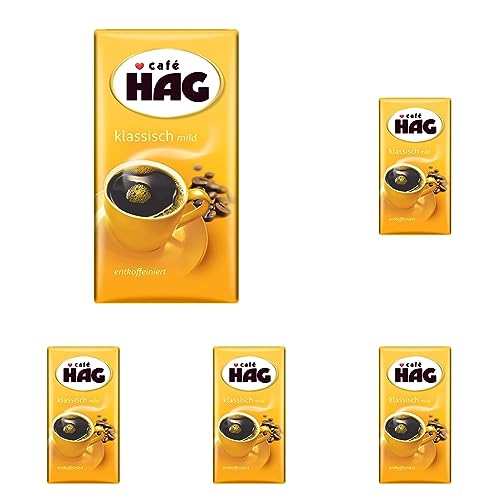 Cafe Hag Hag Filterkaffee Klassisch Mild, 500 g gemahlener Kaffee entkoffeiniert (Packung mit 5) von cafe HAG