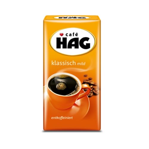 Café HAG Filterkaffee Klassisch Mild, helle Röstung, Kaffee gemahlen & entkoffeiniert, geröstet in Deutschland, ideal für Filterkaffeemaschine & French Press, 500 g von Caffé HAG