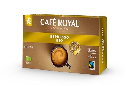 Café Royal Professional Pads, Bio Espresso, 50 Nespresso (R) Professional kompatible Pads für Office und Gastronomie, Bio und Fairtrade zertifiziert, 100 Prozent Arabica, Intensität 6 von Café Royal