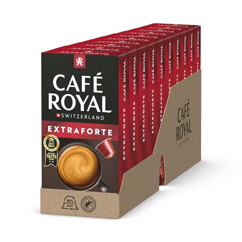 Café Royal, Extraforte, 100 Nespresso (R) kompatible Kapseln, 80 Prozent recycled Aluminium, Rainforest Alliance zertifiziert, dark roast Kaffee, Intensität 12 Café Royal, Extraforte, 100 Nespresso (R) kompatible Kapseln, 80 Prozent recycled Aluminium, Rainforest Alliance zertifiziert, dark roast Kaffee, Intensität 12 von Café Royal