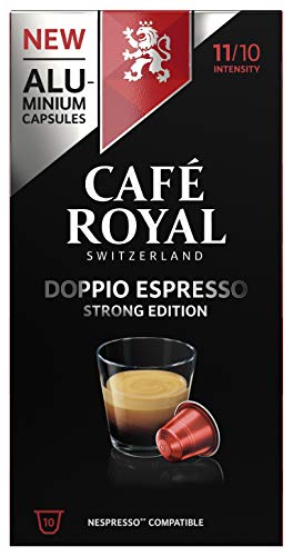 Café Royal Doppio Espresso Strong Edition 10 Nespresso®* kompatible Kapseln (aus Aluminium, Intensität 11/10) (1 x 10 Kaffeekapseln) von Café Royal