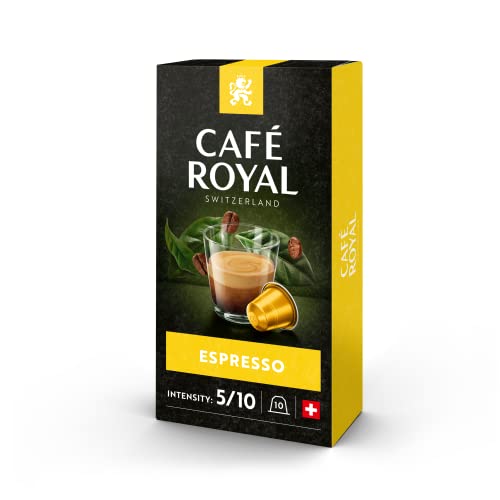Café Royal Espresso 100 Kapseln für Nespresso Kaffee Maschine - 5/10 Intensität - UTZ-zertifiziert Kaffeekapseln aus Aluminium von Café Royal