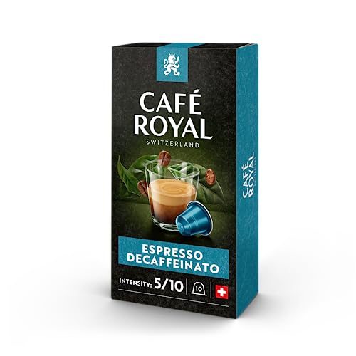 Café Royal Espresso Decaffeinato 100 Kapseln für Nespresso Kaffee Maschine - 5/10 Intensität - UTZ-zertifiziert Kaffeekapseln aus Aluminium von Café Royal