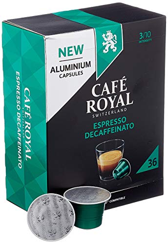 Café Royal Espresso Decaffeinato 36 Nespresso®* kompatible Kapseln aus Aluminium, Intensität 3/10 von Café Royal