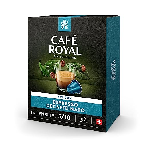 Café Royal Espresso Decaffeinato 36 Kapseln für Nespresso Kaffee Maschine - 5/10 Intensität - UTZ-zertifiziert Kaffeekapseln aus Aluminium von Café Royal