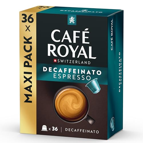 Café Royal Espresso Decaffeinato 36 Kapseln für Nespresso Kaffee Maschine - 5/10 Intensität - UTZ-zertifiziert Kaffeekapseln aus Aluminium von Café Royal