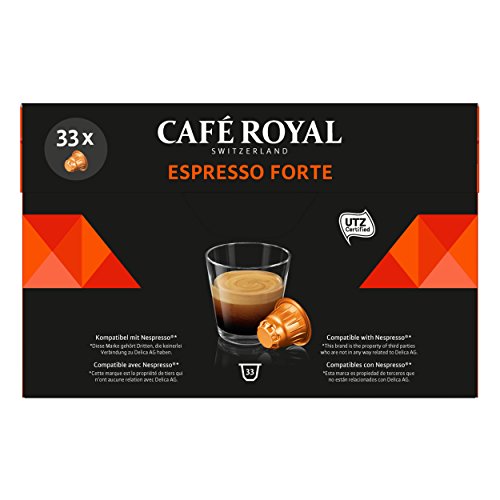 Café Royal Espresso Forte 33 Nespresso kompatible Kapseln (Intensität 8/10) 1er Pack (1 x 33 Kaffeekapseln) von Café Royal