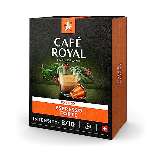 Café Royal Espresso Forte 36 Kapseln für Nespresso Kaffee Maschine - 8/10 Intensität - UTZ-zertifiziert Kaffeekapseln aus Aluminium von Café Royal