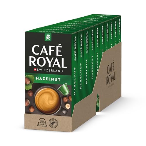 Café Royal, Hazelnut Flavoured Kaffee, 100 Nespresso (R) kompatible Kapseln, 80 Prozent recycled Aluminium, Rainforest Alliance zertifiziert, 100 Prozent Arabica Kaffee, aromatisiert von Café Royal