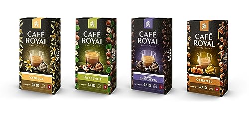 Café Royal Kapseln 40 Probierbox - Karamell, Haselnuss, Vanille, dunkle Schokolade - für Nespresso Kaffeemaschine - UTZ-zertifiziert Kaffeekapseln aus Aluminium von Café Royal