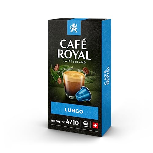 Café Royal Lungo 100 Kapseln für Nespresso Kaffee Maschine - 4/10 Intensität - UTZ-zertifiziert Kaffeekapseln aus Aluminium von Café Royal