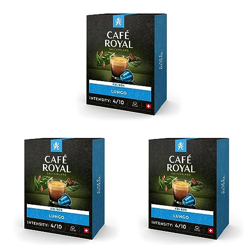 Café Royal Lungo 36 Kapseln für Nespresso Kaffee Maschine - 4/10 Intensität - UTZ-zertifiziert Kaffeekapseln aus Aluminium (Packung mit 3) von Café Royal